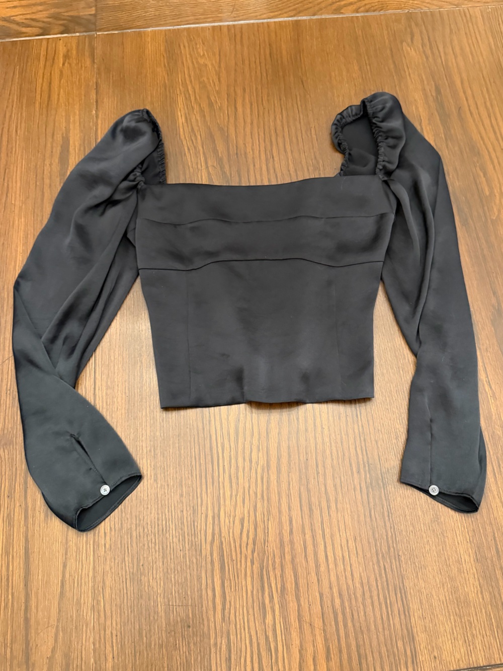 Wilfred Black Off-Shoulder Blouse with Smocked Back